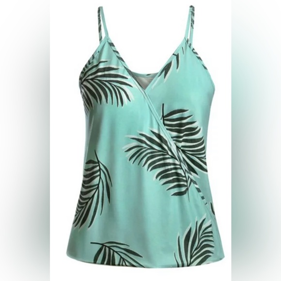 Women's floral print v neck top in teal and black size small NWOT - Picture 2 of 7